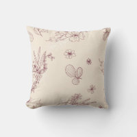Modern Stencil Creme Floral Throw Pillow