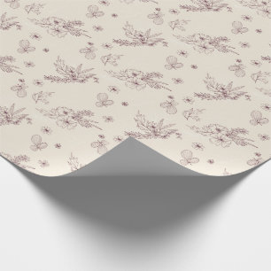 Modern Stencil Creme Floral Wrapping Paper