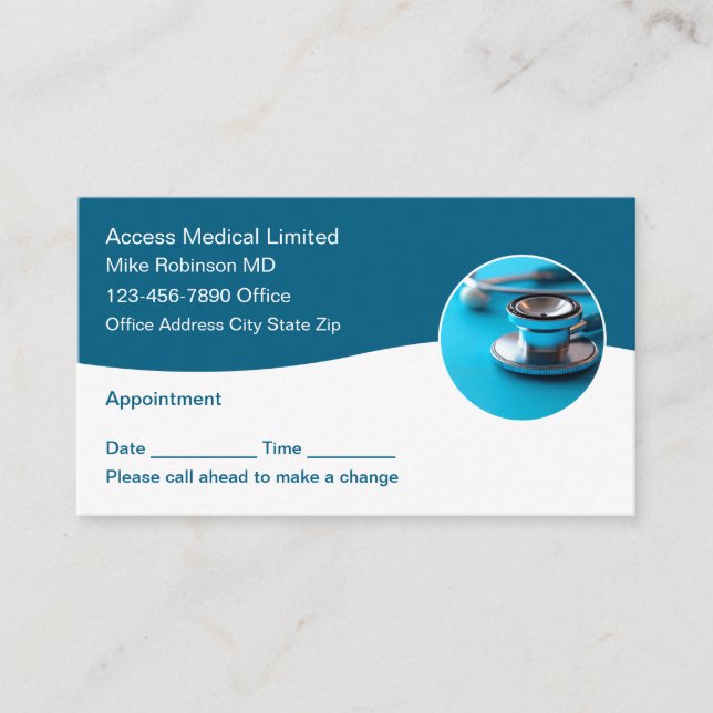 Modern Stethoscope Medical Doctor Appointment Card (Front)