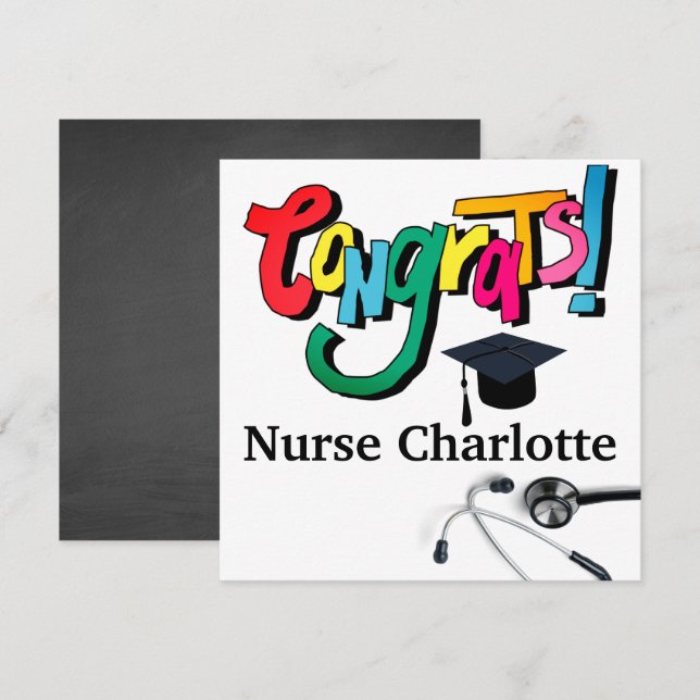 Modern Stethoscope  Nurse Graduation Card (Front/Back)