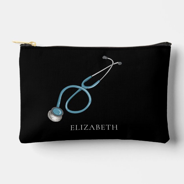 Modern Stethoscope Retired Doctor Gift Accessory Pouch (Front)