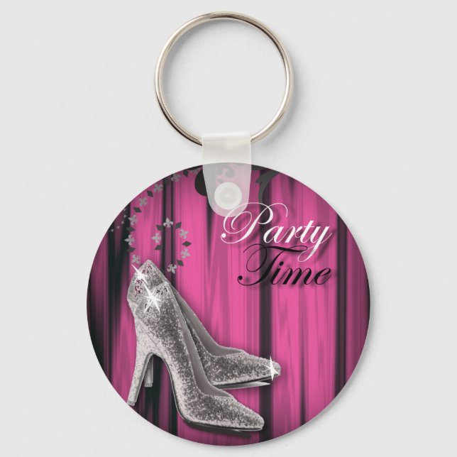 modern Stiletto Bridal Shower bachelorette party Key Ring (Front)
