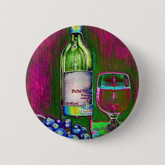 Modern still life art of wine and grapes button