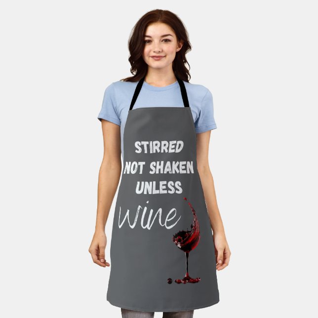 Modern Stirred Not Shaken Unless Wine Grey Apron (Worn)