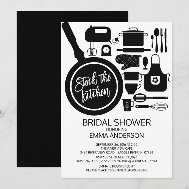 Modern Stock the Kitchen Bridal Shower Invitation (Front/Back)