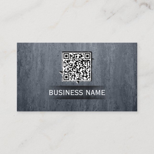 Modern Stone Background Cool QR Code Business Card (Front)