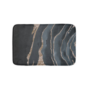 Modern Stone,Black Gold Marble  Bath Mat