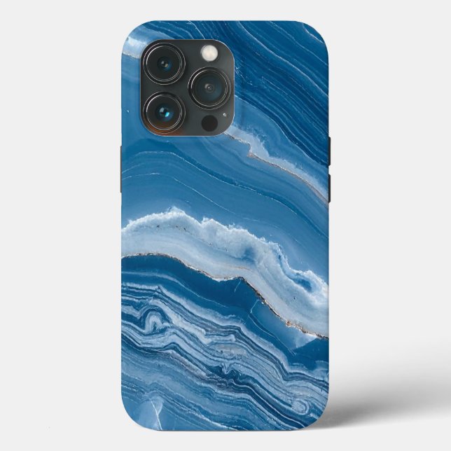 Modern Stone Dusty Blue Marble Case-Mate iPhone Case (Back)
