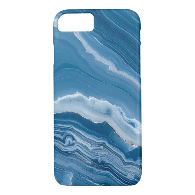Modern Stone Dusty Blue Marble Case-Mate iPhone Case (Back)
