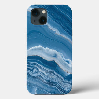 Modern Stone Dusty Blue Marble iPhone 13 Case