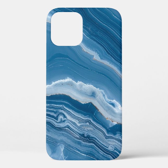Modern Stone Dusty Blue Marble Case-Mate iPhone Case (Back)