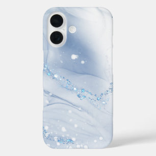 Modern Stone Dusty Blue Marble iPhone 16 Case
