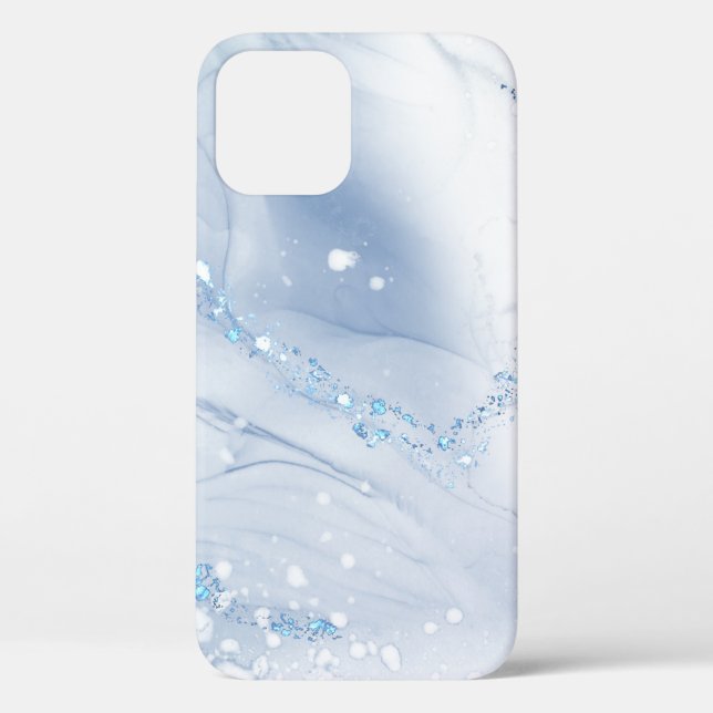 Modern Stone Dusty Blue Marble Case-Mate iPhone Case (Back)