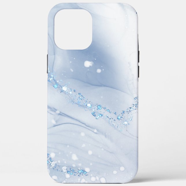 Modern Stone Dusty Blue Marble Case-Mate iPhone Case (Back)
