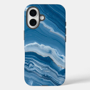 Modern Stone Dusty Blue Marble iPhone 16 Case
