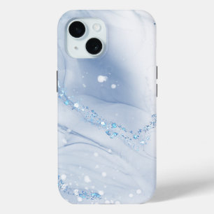 Modern Stone Dusty Blue Marble iPhone 15 Case