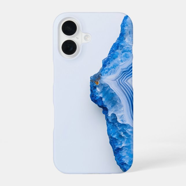 Modern Stone Dusty Blue Marble iPhone 16 Case (Back)