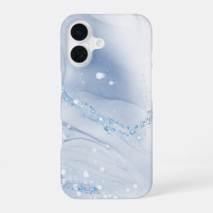 Modern Stone Dusty Blue Marble iPhone 16 Case