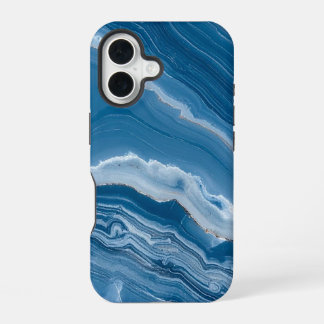 Modern Stone Dusty Blue Marble iPhone 16 Case