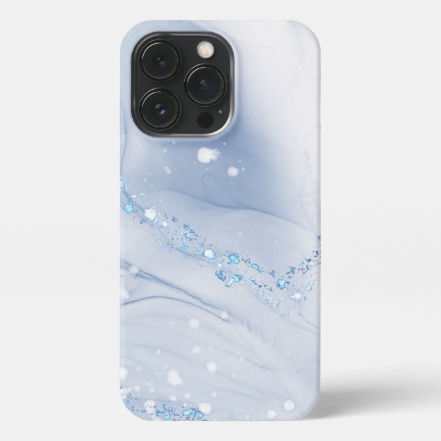Modern Stone Dusty Blue Marble iPhone Case (Back)