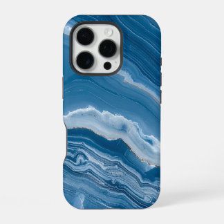 Modern Stone Dusty Blue Marble iPhone 16 Pro Case
