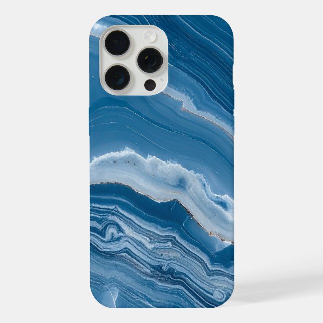 Modern Stone Dusty Blue Marble iPhone Case (Back)