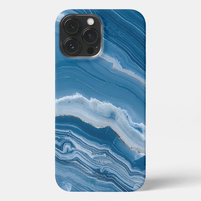Modern Stone Dusty Blue Marble iPhone Case (Back)