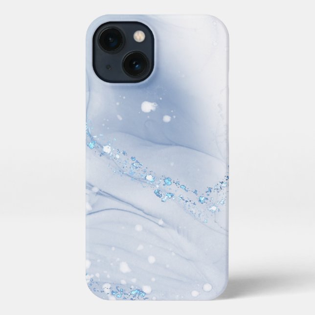 Modern Stone Dusty Blue Marble iPhone Case (Back)
