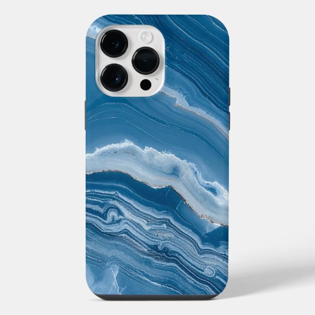 Modern Stone Dusty Blue Marble iPhone Case (Back)