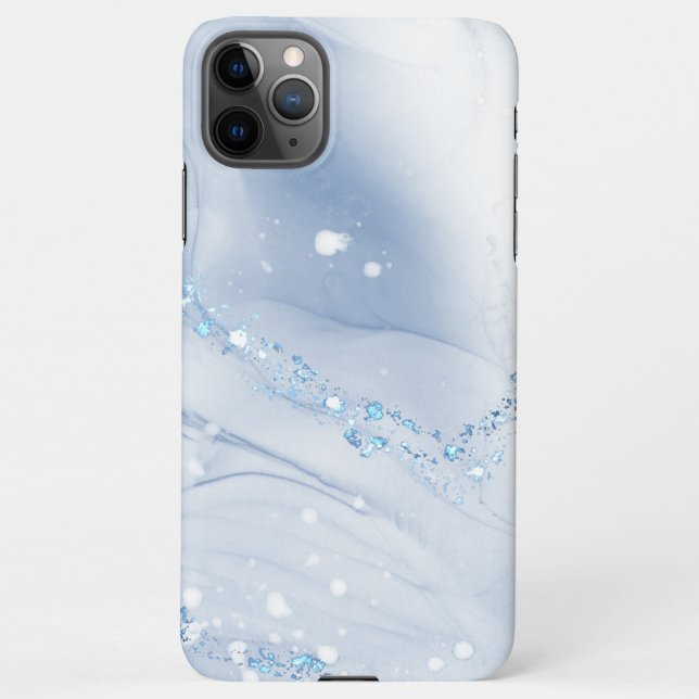 Modern Stone Dusty Blue Marble iPhone Case (Back)