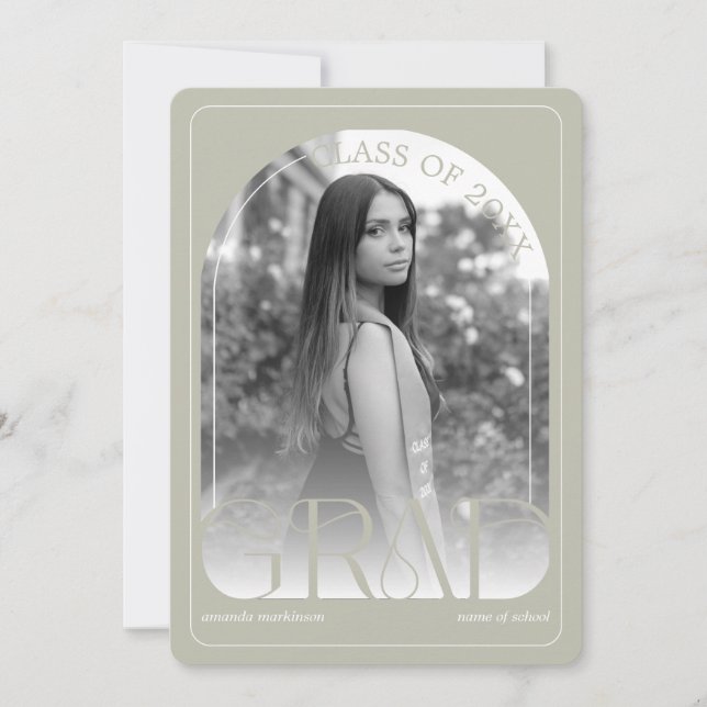 Modern Stone Grey Arch Graduation Announcement (Front)