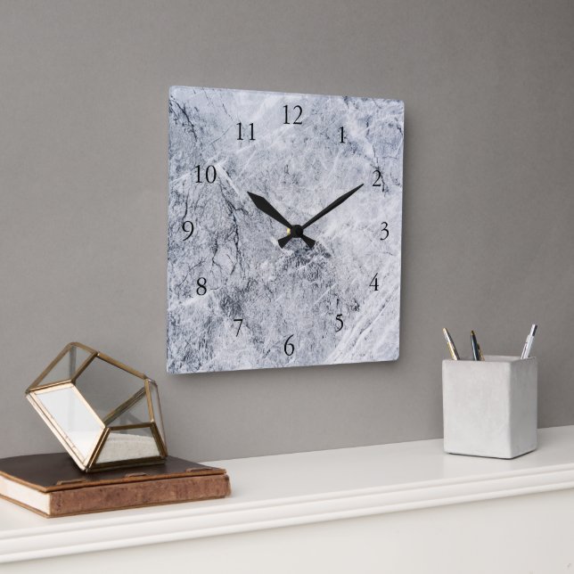 Modern stone look stylish grey rock pattern square wall clock (Office)