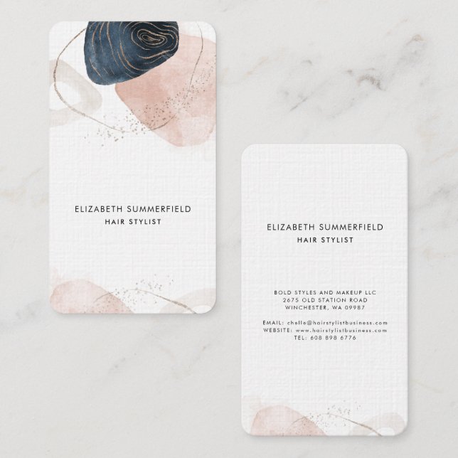 Modern Stone Marble Hair Stylist Custom Business Card (Front/Back)