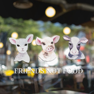 Modern Store Window Vegan   Friends Not Food Window Cling