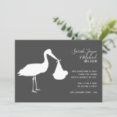 Modern Stork Pregnancy Announcement Card (Standing Front)
