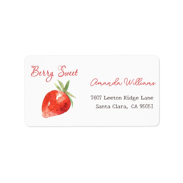Modern Strawberry Berry Sweet Baby Shower Address Label (Front)