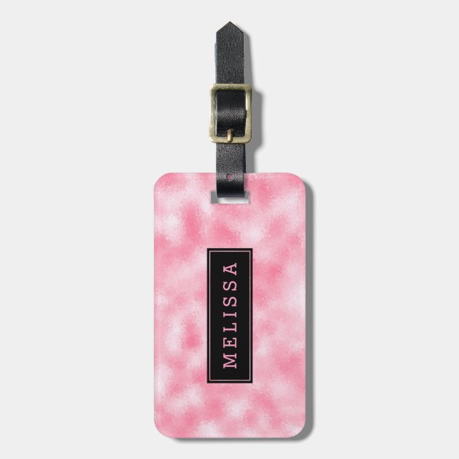Modern Strawberry & Cream Glitter Texture Luggage Tag (Front Vertical)