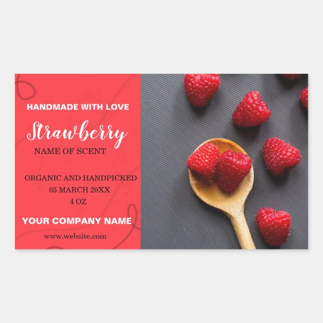 Modern Strawberry Jam Rectangular Sticker (Front)