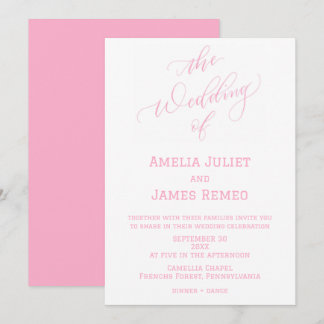 Modern Strawberry Milk and White Simple Wedding Invitation