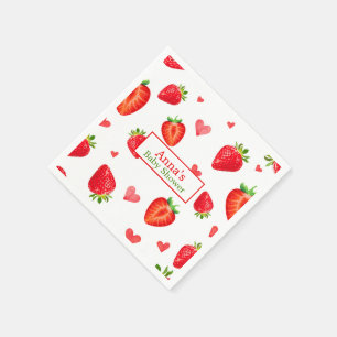 Modern Strawberry Pattern Baby Shower Napkin
