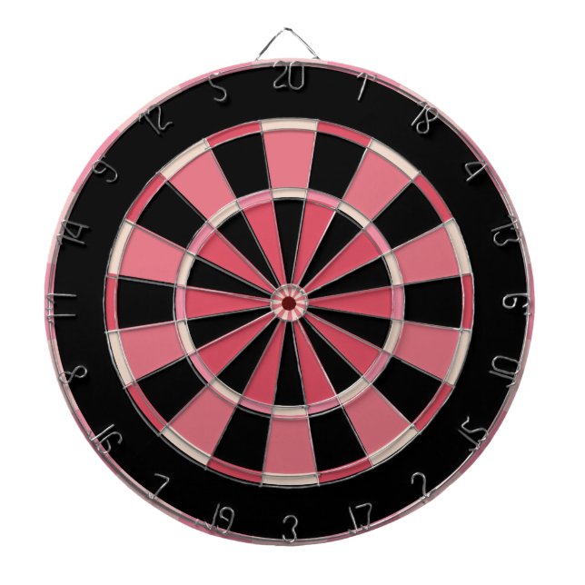 Modern Strawberry Pink and Black Dartboard (Front)