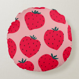 Modern strawberry seamless pattern. Big red round  Cushion