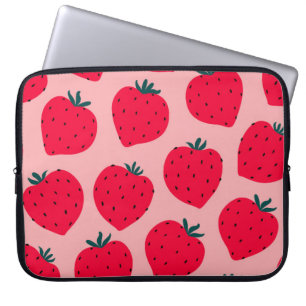 Modern strawberry seamless pattern. Big red round Laptop Sleeve