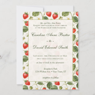 Modern Strawberry Summer Fruit Botanical Wedding Invitation