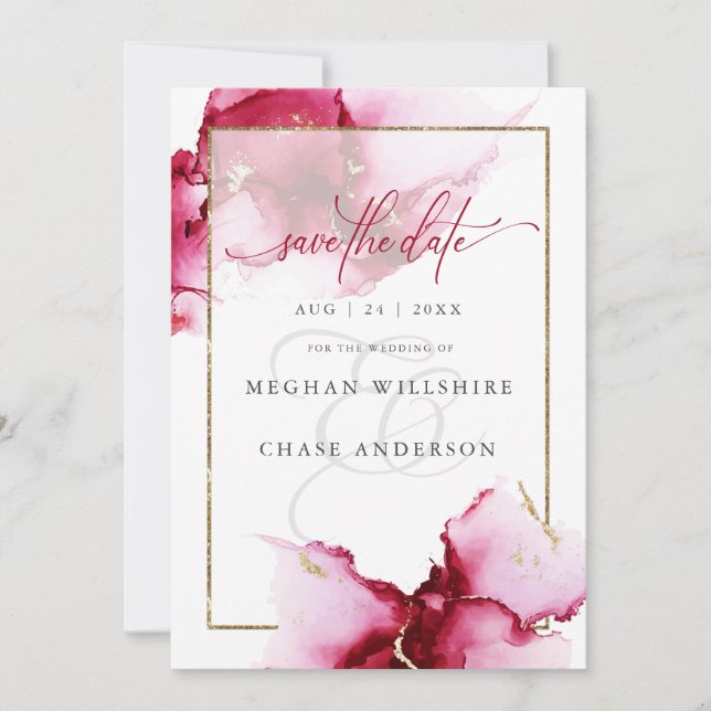 Modern Strawberry Wine Abstract Watercolor (Front)