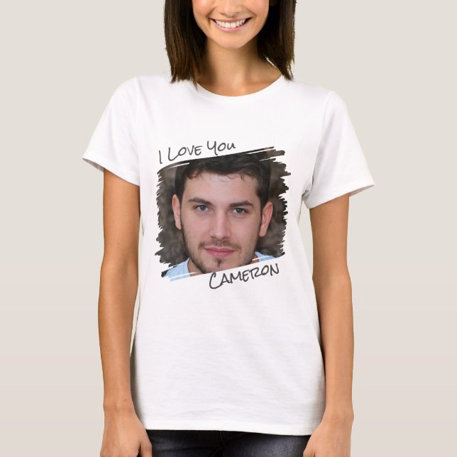  Modern Street Art Add Photo I Love You Girlfriend T-Shirt (Front)