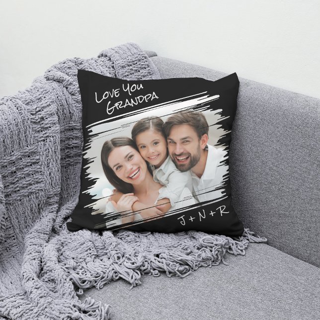  Modern Street Art Add Your Photo Love You Grandpa Cushion (Creator Uploaded)