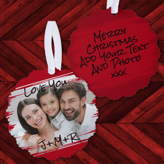 Modern Street Art Add Your Photo Love You Xmas Tree Decoration Card