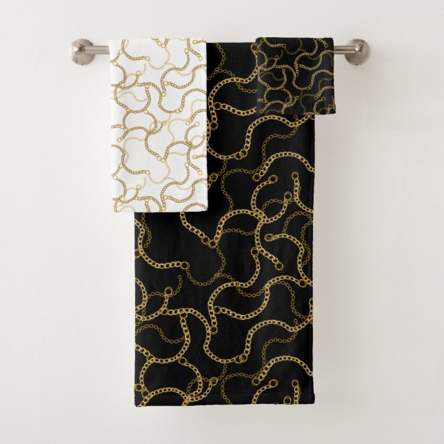 Modern Streetstyle Glam With Gold Chains Bath Towel Set (Insitu)