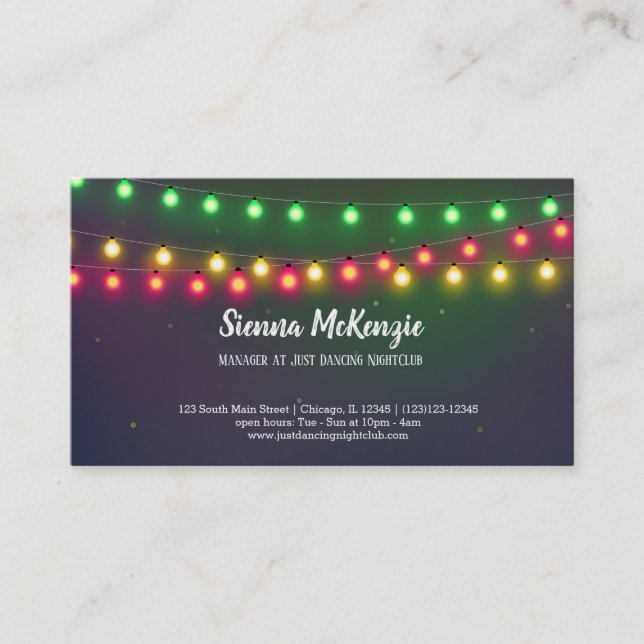 Modern string lights business card (Front)